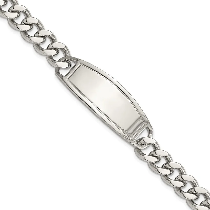 Men's Stainless Steel Curb Link Grooved I.D. Bracelet, 8.5 Inch