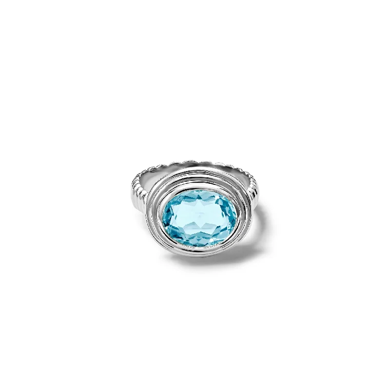 Whirlpool II Ring Silver - Blue Topaz