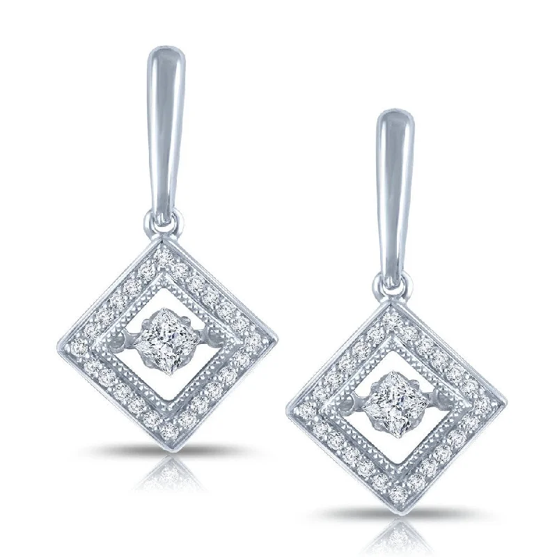 Auriya 14k White Gold 1/2ct TDW Dancing Stone Moving Diamond Earrings