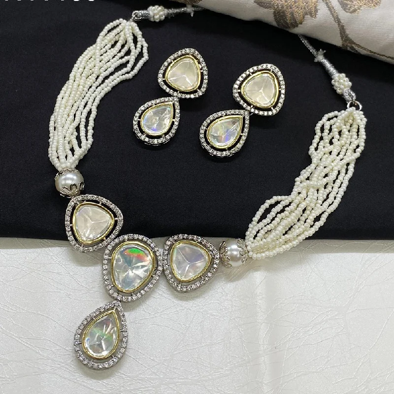 Royal Kundan Jewellery 2 Tone Plated Polki Kundan Choker Necklace Set