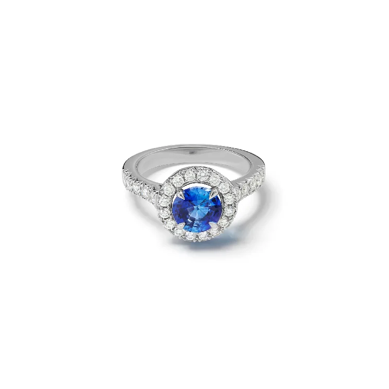 Rosa Engagement Ring Platinum - Sapphire & Diamond