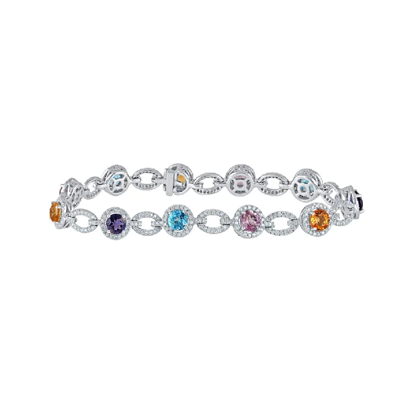 9ct White Gold 1.77ct Diamond and Gemstone Bracelet