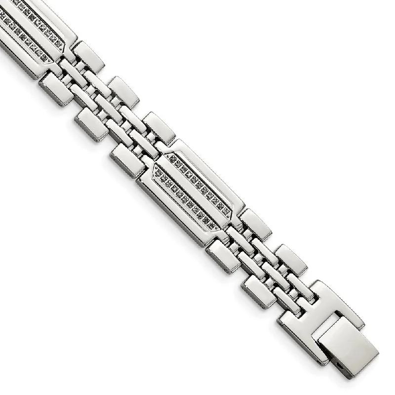 Men's Stainless Steel and Diamond 8.75 Inch Bracelet