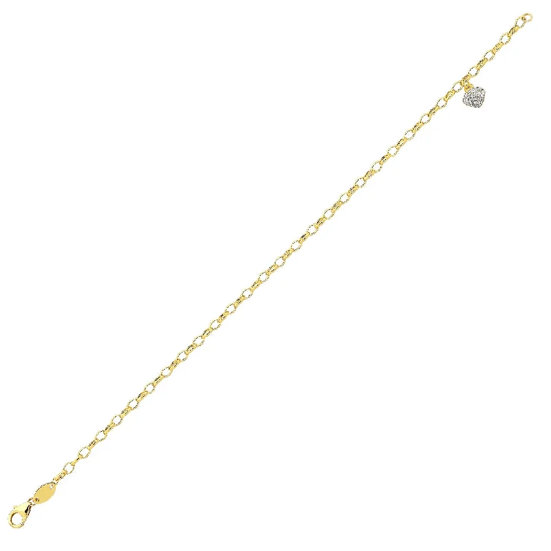 9ct Yellow Gold Silver Infused Crystal Heart Bracelet