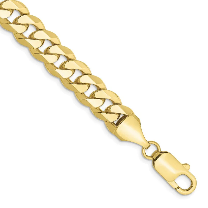 Men's 8.25mm 10k Yellow Gold Flat Beveled Curb Chain Bracelet