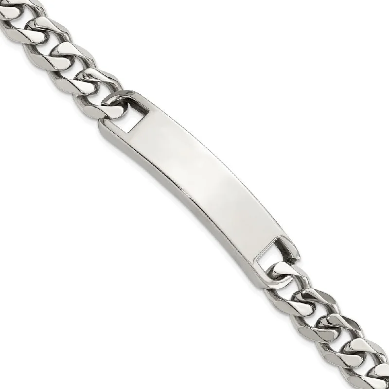 Men's Stainless Steel 10mm Polished Curb Link I.D. Bracelet, 8.5 Inch