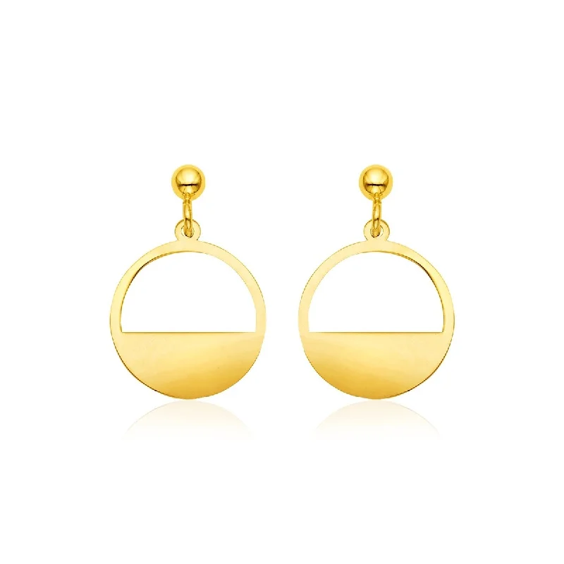 14k Yellow Gold Half Open Circle Earrings