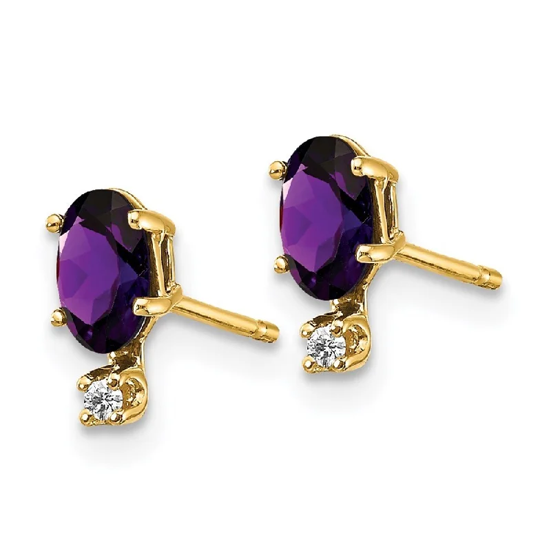 14k Yellow Gold Diamond And Gemstone Earrings (L-7 mm, W-3 mm)