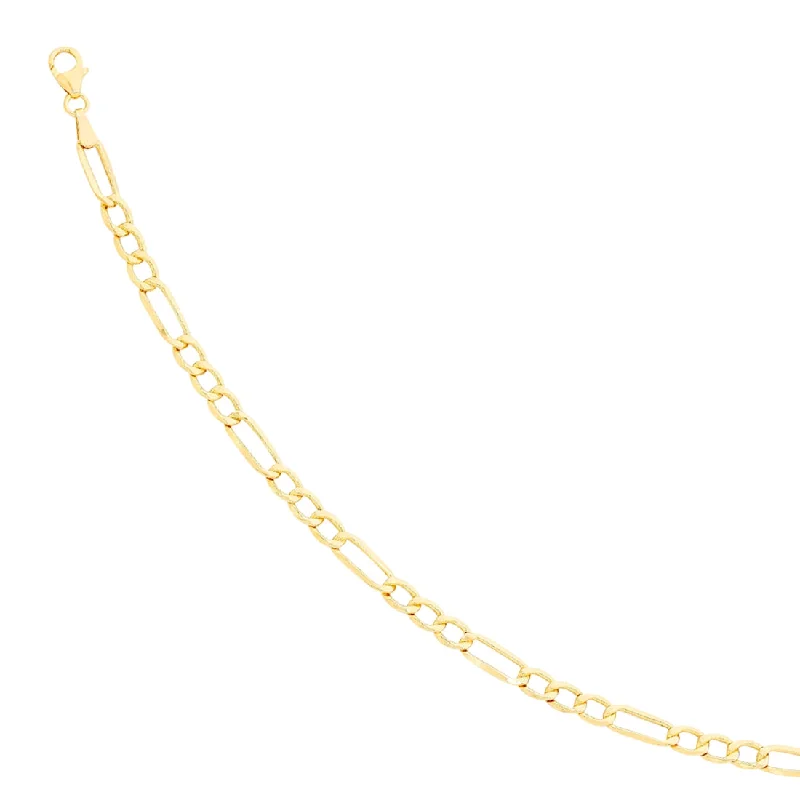 9ct Yellow Gold Silver Infused Figaro Bracelet