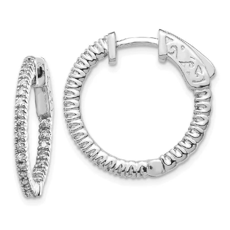 14k White Gold Lab Grown Diamond Hoop Earrings ( Clarity- SI1-SI2, Color- G-H)