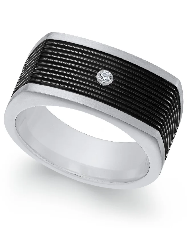 Men's Two-Tone Cubic Zirconia Ring