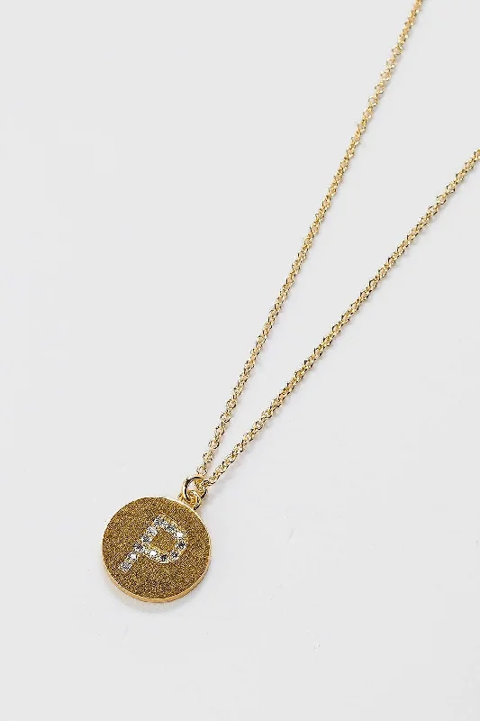 P Initial Necklace in Gold