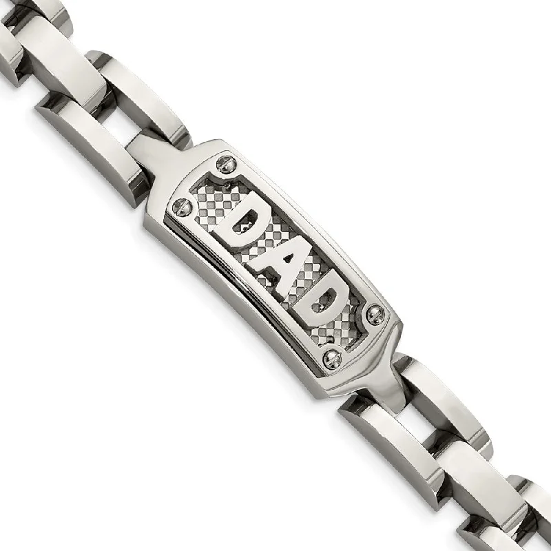 Men's Stainless Steel Embossed DAD I.D. Bracelet, 8.5 Inch