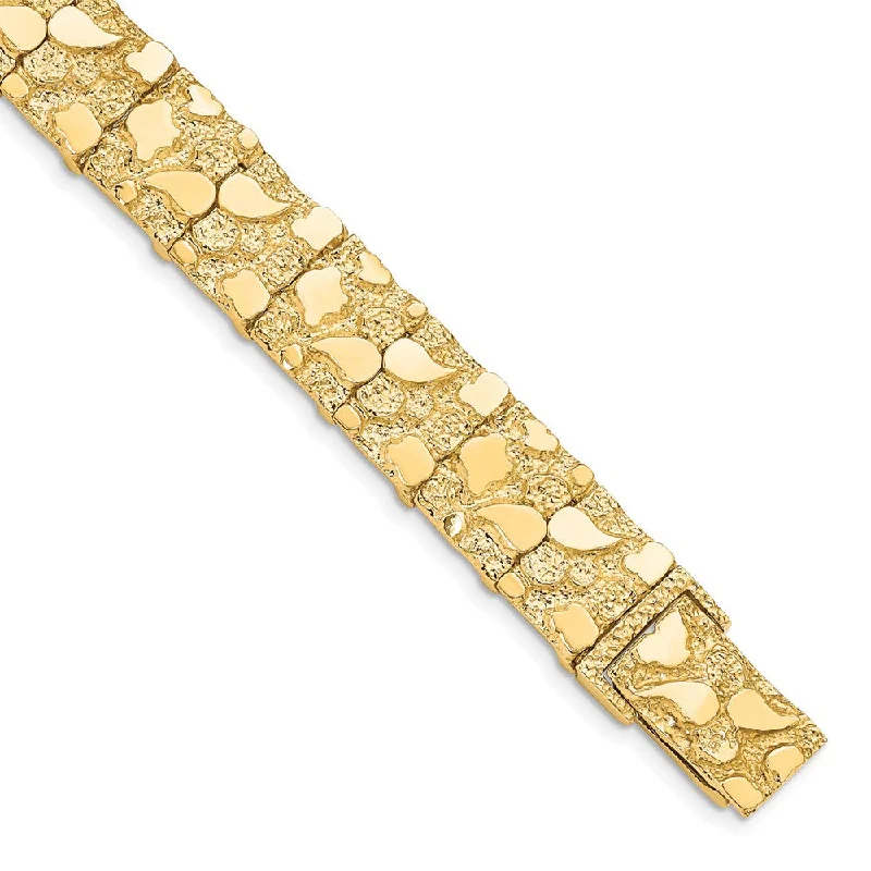 12mm 10k Yellow Gold Nugget Link Bracelet, 7 Inch