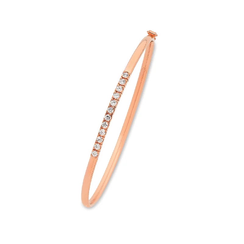 9ct Rose Gold Silver Infused Cubic Zirconia Bangle