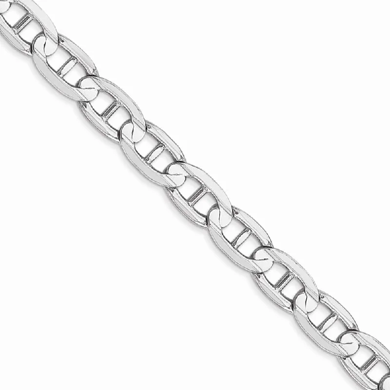 5.25mm 14k White Gold Solid Concave Anchor Chain Bracelet