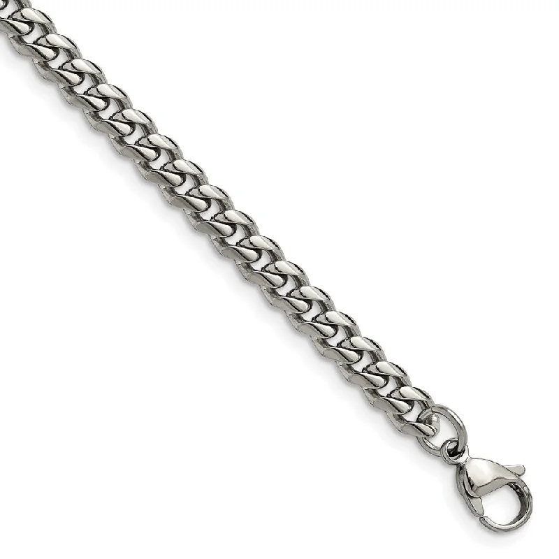 6mm Stainless Steel Polished Curb Chain Bracelet, 8.25 Inch