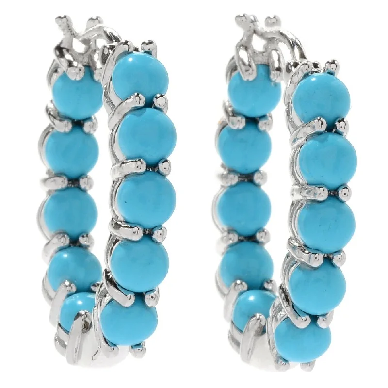 925 Sterling Silver Sonora Beauty Turquoise Hoop Earrings