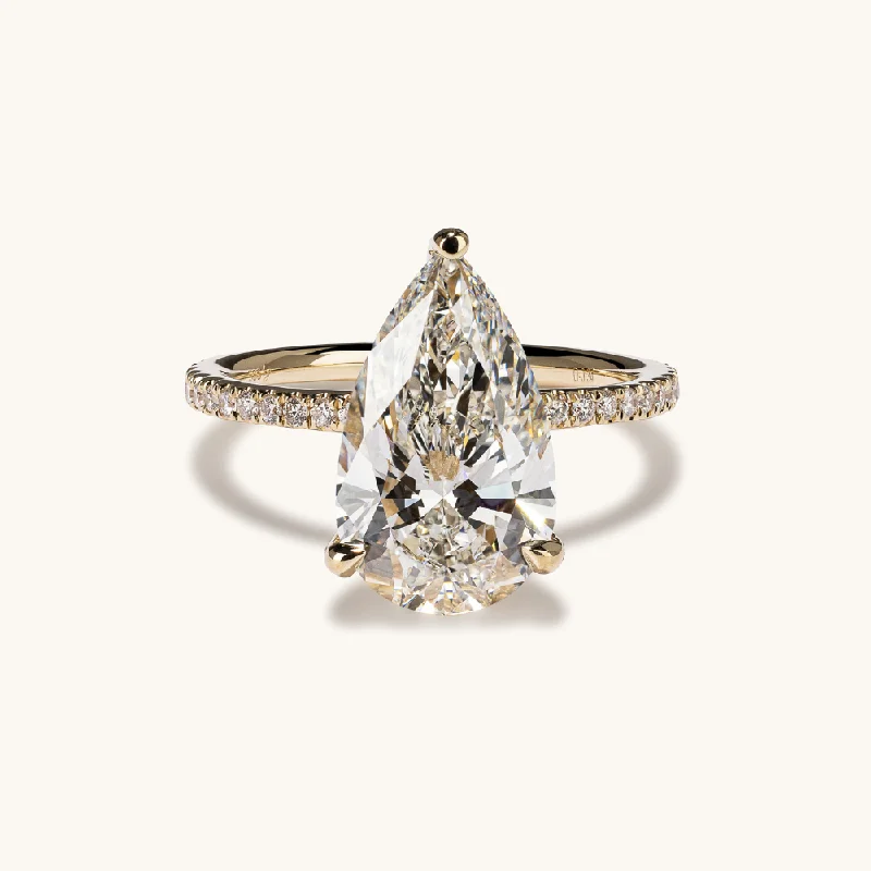 3.83 Pear Lab Diamond Engagement Ring