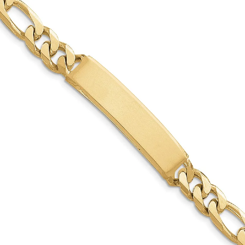 Men's 9mm 14k Yellow Gold Solid Figaro I.D. Bracelet, 8 Inch