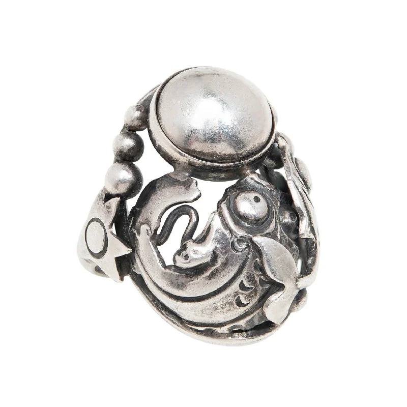 Vintage Swedish Sterling Silver Koi Fish Ring