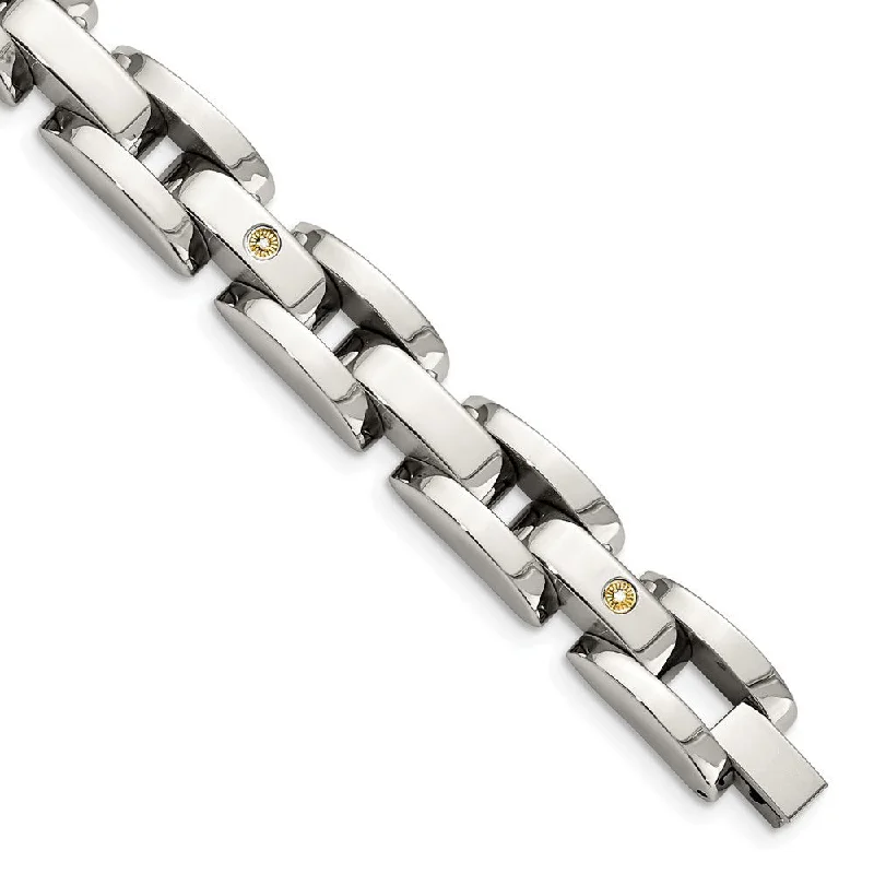 Men's 10mm Stainless Steel and Diamond Bracelet - 8.5 Inch