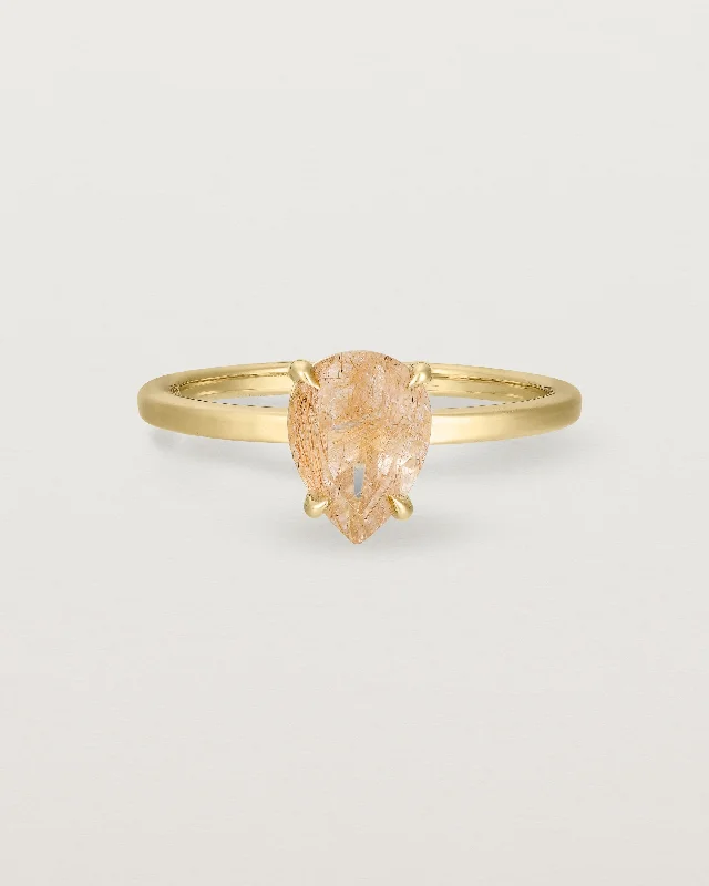 Una Pear Solitaire | Rutilated Quartz