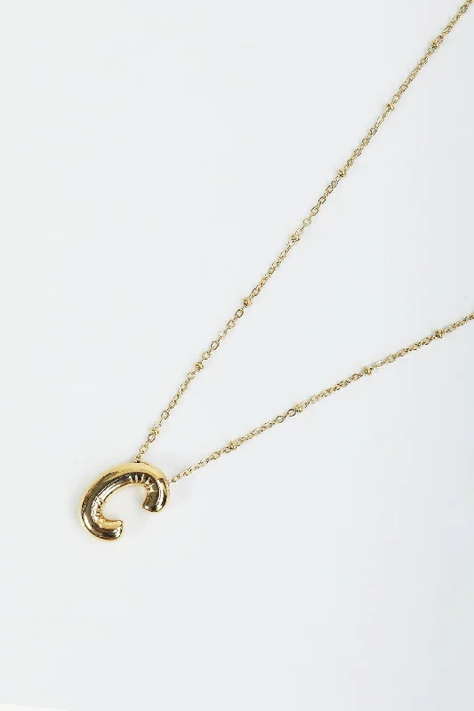 Bubble "C" Gold Initial Necklace