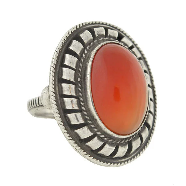 Vintage Silver & Carnelian Cabochon Handmade Ring