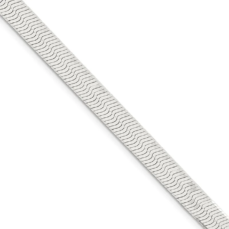 7mm, Sterling Silver Solid Herringbone Chain Bracelet