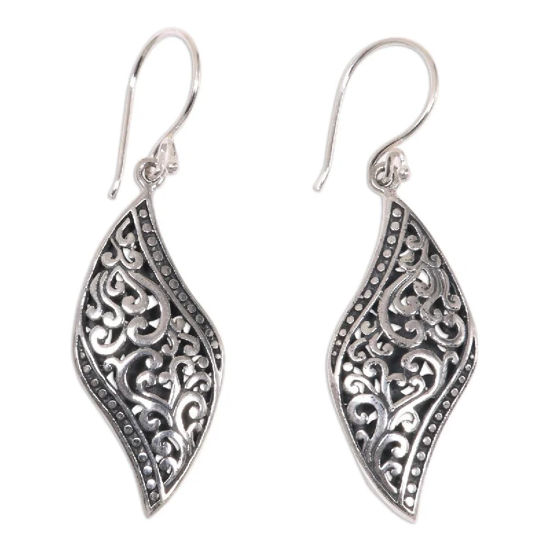 NOVICA Voluptuous Leaf, Sterling silver dangle earrings - 2*0.6