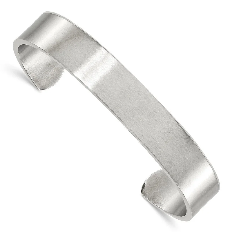 Unisex Stainless Steel Brushed Cuff Bangle Bracelet