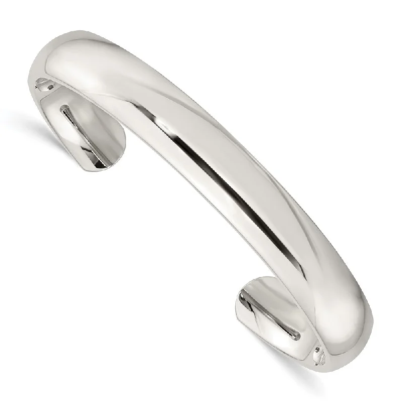 8mm Stainless Steel Polished Domed Cuff Bracelet, 7 Inch