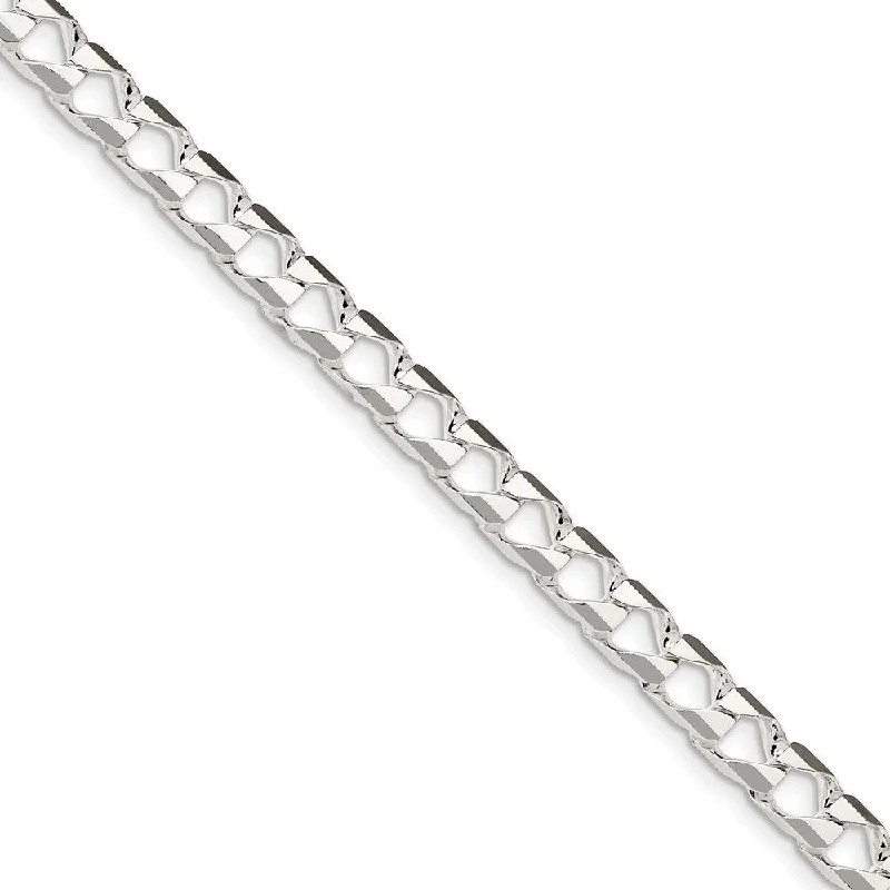 Men's 6.75mm Sterling Silver Flat Square Curb Chain Bracelet