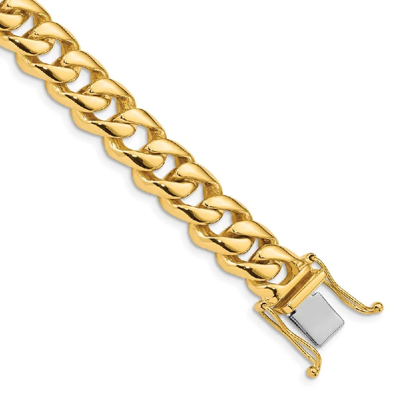 Men's 14k Yellow Gold, 10mm Rounded Curb Chain Bracelet - 8 Inch