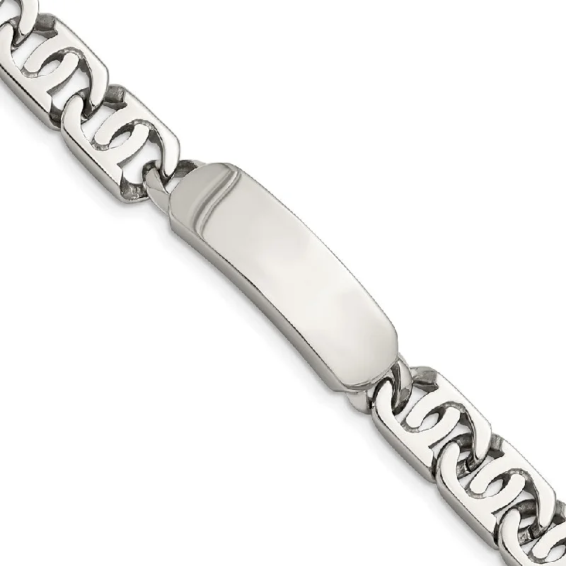 Men's 12mm Polished Stainless Steel Engravable I.D. Bracelet, 8.75 In.