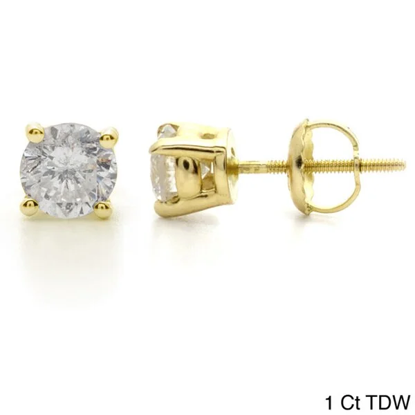 Auriya 14k Gold 1ct to 3ctw Round Clarity-enhanced Diamond Stud Earrings (I-J, I2-I3)