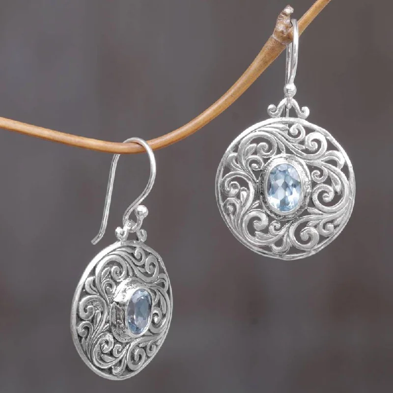 Handmade Sterling Silver 'Blue Memories' Blue Topaz Earrings (Indonesia)