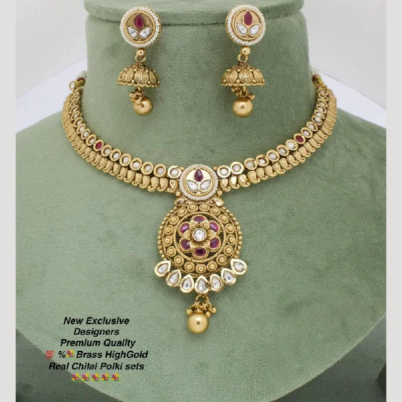 Manisha Jewellery Gold Plated Pota Stone Necklace Set