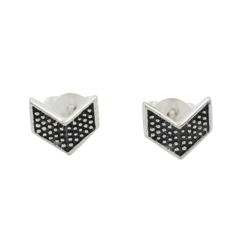 NOVICA Chevron Chic, Sterling silver stud earrings - 0.3L*0.3W