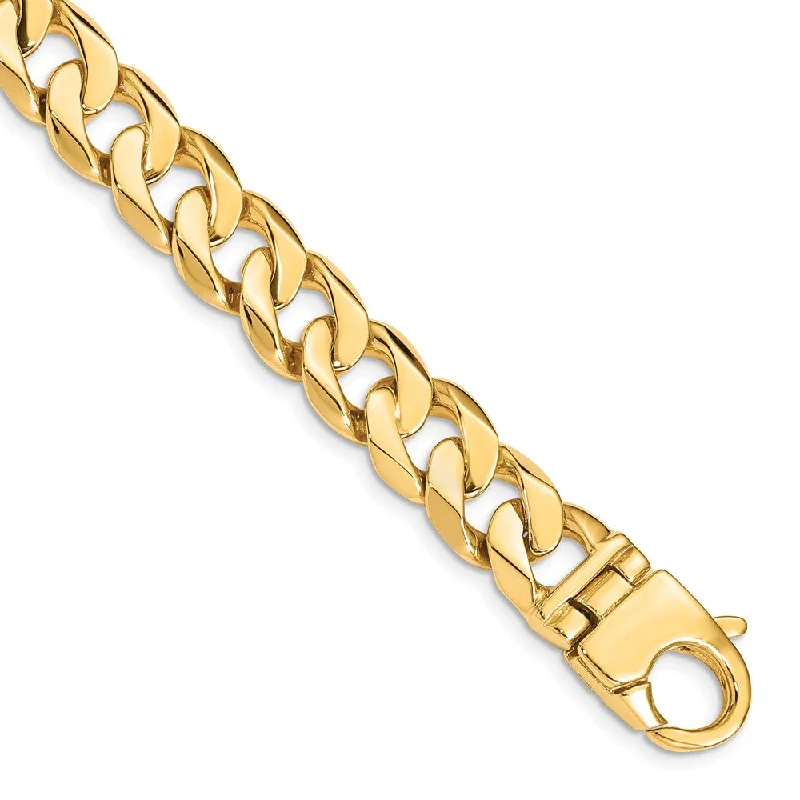 Men's 14k Yellow Gold 11mm Fancy Solid Curb Chain Bracelet, 8.25 Inch