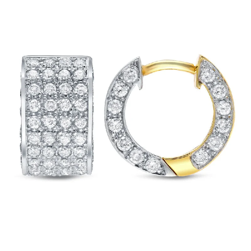 Auriya 14k Two-tone Gold 2ct TDW Diamond Pave endless Hoop Earrings (H-I, SI1-SI2)