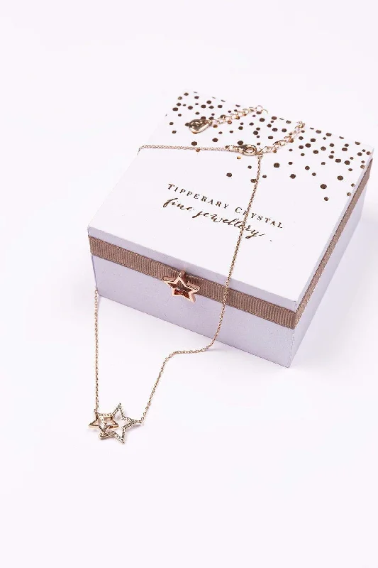 Interlocking Star Pendant in Rose Gold