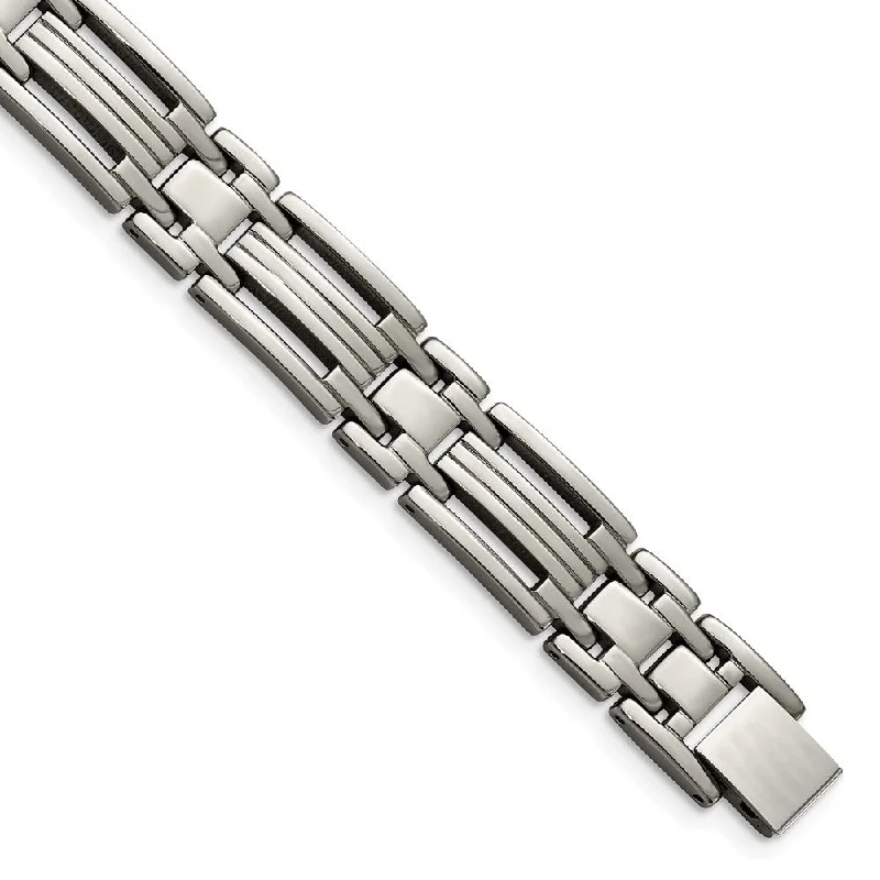 12mm Multi-Finish Titanium Link Bracelet - 8.75 Inch