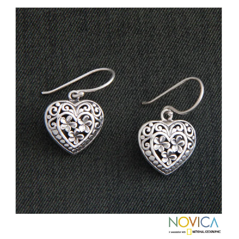 Handmade Sterling Silver 'Loyal Hearts' Earrings (Indonesia)