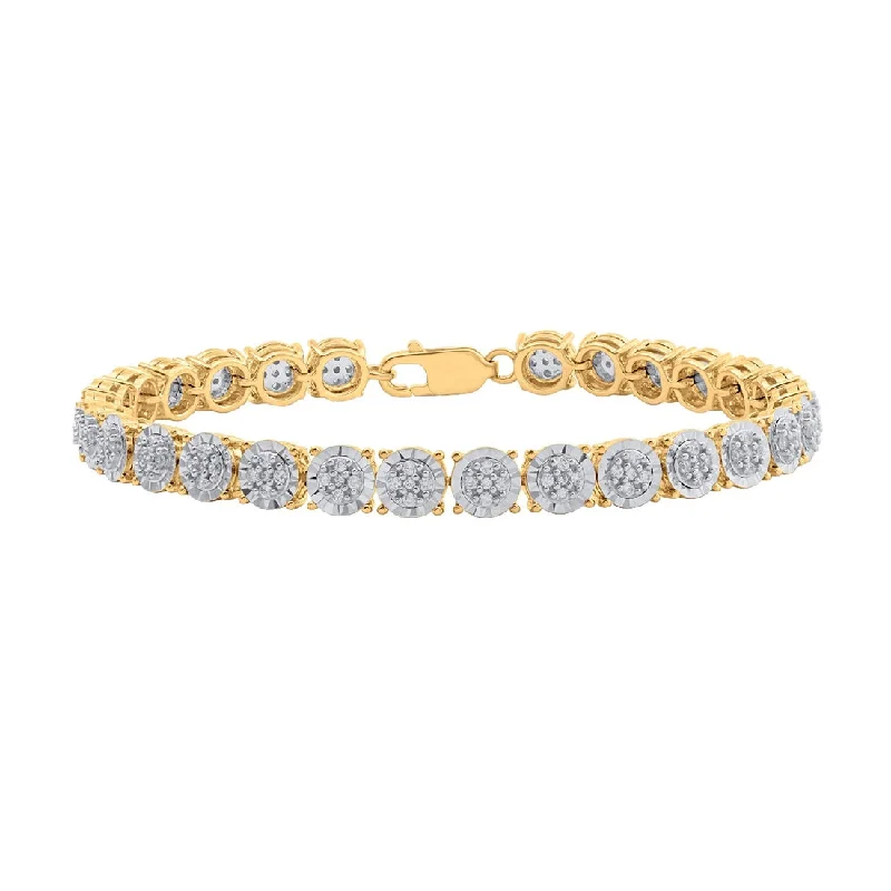 9ct Yellow Gold 1.00ct Diamond Miracle Tennis Bracelet