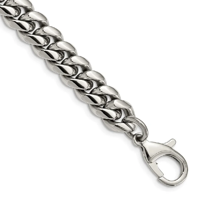 Men's 12mm Stainless Steel Polished Curb Chain Bracelet, 8.5 Inch