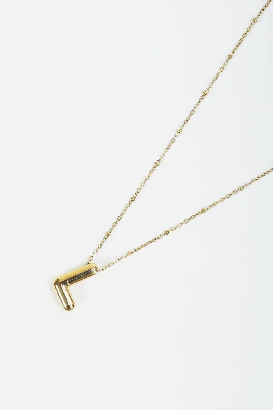 Bubble "L" Gold Initial Necklace