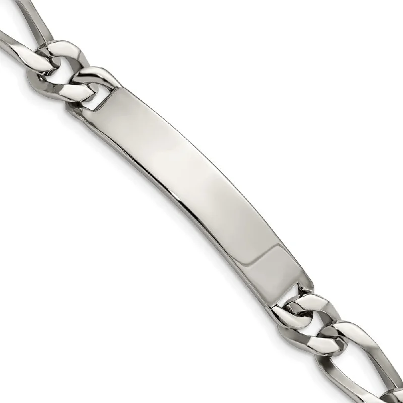 Men's 10mm Polished Stainless Steel Figaro Link I.D. Bracelet, 9.25 In