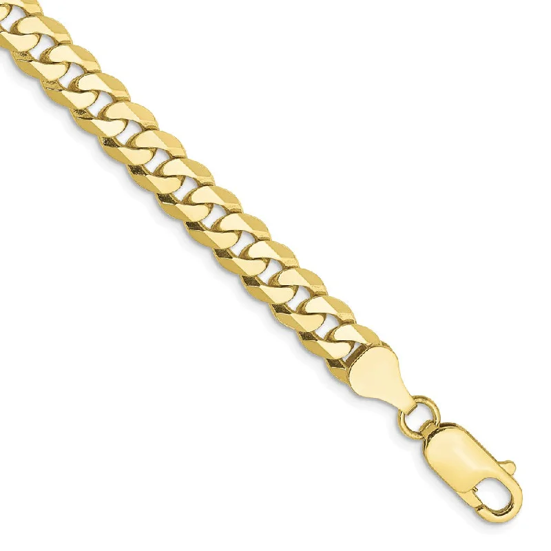 Men's 6.25mm 10k Yellow Gold Flat Beveled Curb Chain Bracelet